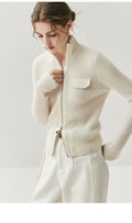 Cashmere Zipper Cardigan – Slim Warm Pure Cashmere Knit Jacket - Sainiya Eco Wear