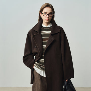 Alpaca Wool Oversized Coat – Asymmetric Minimalist Tie-Up Design