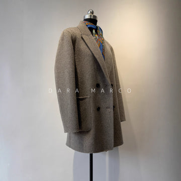 Premium Alpaca Wool Double-Breasted Reversible Long Coat for Women