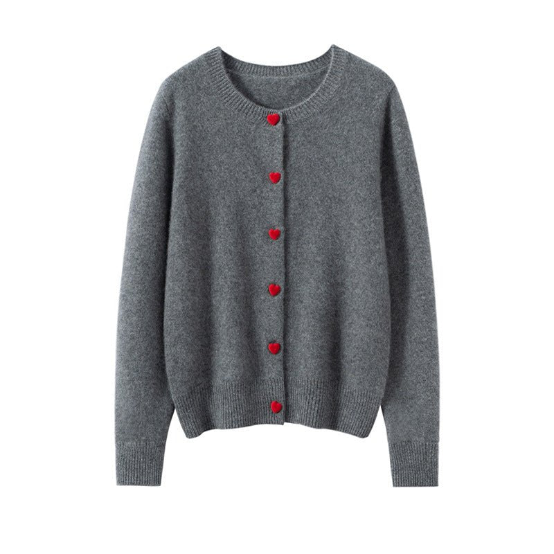 Cashmere Cardigan – Heart Button 100% Pure Cashmere Soft Knit Sweater - Sainiya Eco Wear