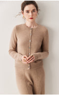Cashmere Cardigan Women~100% Pure Cashmere Short Slim Fit Round Neck Sweater - Sainiya Eco Wear
