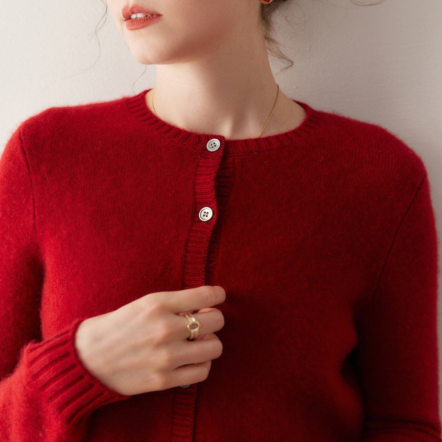 Cashmere Cardigan Women~100% Pure Cashmere Short Slim Fit Round Neck Sweater - Sainiya Eco Wear