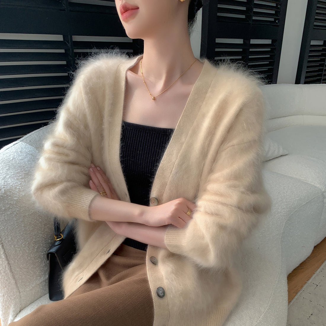 Cashmere Cardigan – 100% Pure Cashmere V-Neck Sweater