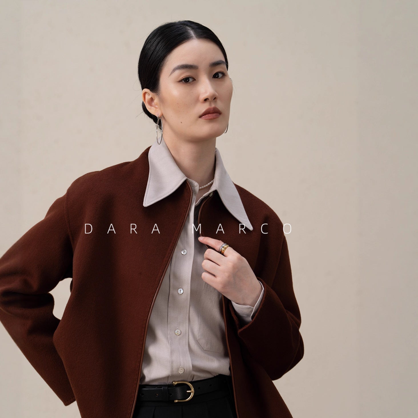 Reversible Cashmere-Blend Short Coat – Lightweight Stand-Collar Jacket