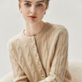 Chic Cashmere Cardigan – Pearl Button Heavy Braided Knit - Sainiya Eco Wear