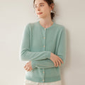Cashmere Essential~Lightweight Pure Cashmere Round-Neck Slim Cardigan Women - Sainiya Eco Wear