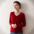 100% Cashmere V-Neck Sweater – Soft, Slimming, Commuter Essential - Sainiya Eco Wear