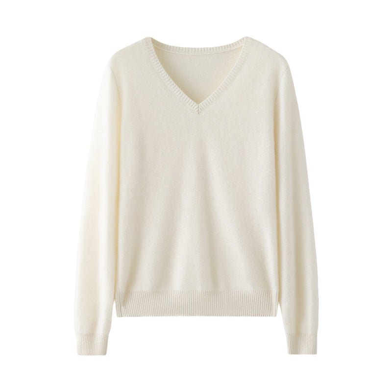 100% Cashmere V-Neck Sweater – Soft, Slimming, Commuter Essential - Sainiya Eco Wear