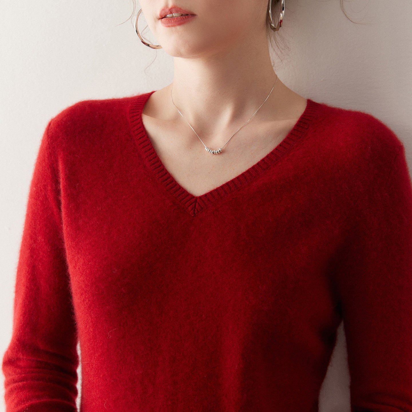 100% Cashmere V-Neck Sweater – Soft, Slimming, Commuter Essential - Sainiya Eco Wear