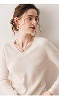 100% Cashmere V-Neck Sweater – Soft, Slimming, Commuter Essential - Sainiya Eco Wear