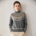 100% Pure Cashmere Fair Isle Half-Turtleneck – Cozy Nordic Luxury - Sainiya Eco Wear