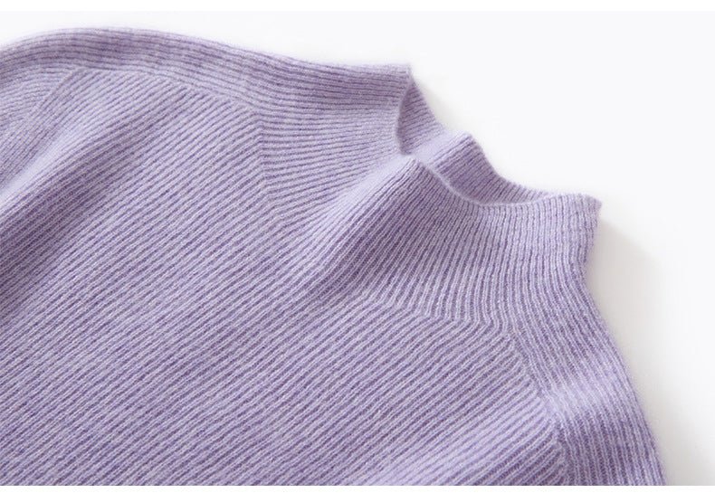 100% Pure Cashmere Half-Turtleneck – Seamless Ribbed Elegance - Sainiya Eco Wear