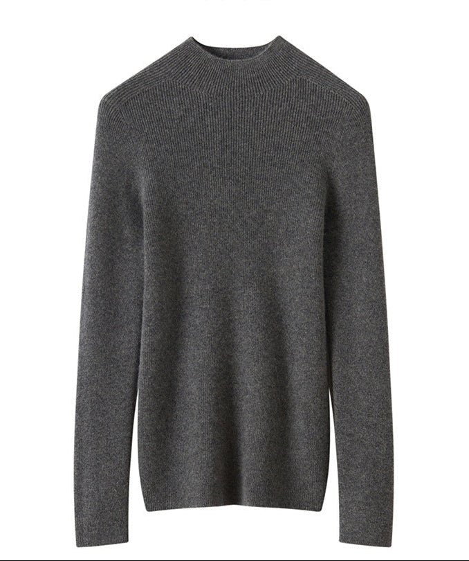 100% Pure Cashmere Half-Turtleneck – Seamless Ribbed Elegance - Sainiya Eco Wear