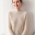 100% Pure Cashmere Ribbed Half-Turtleneck – Silky Slim Elegance - Sainiya Eco Wear