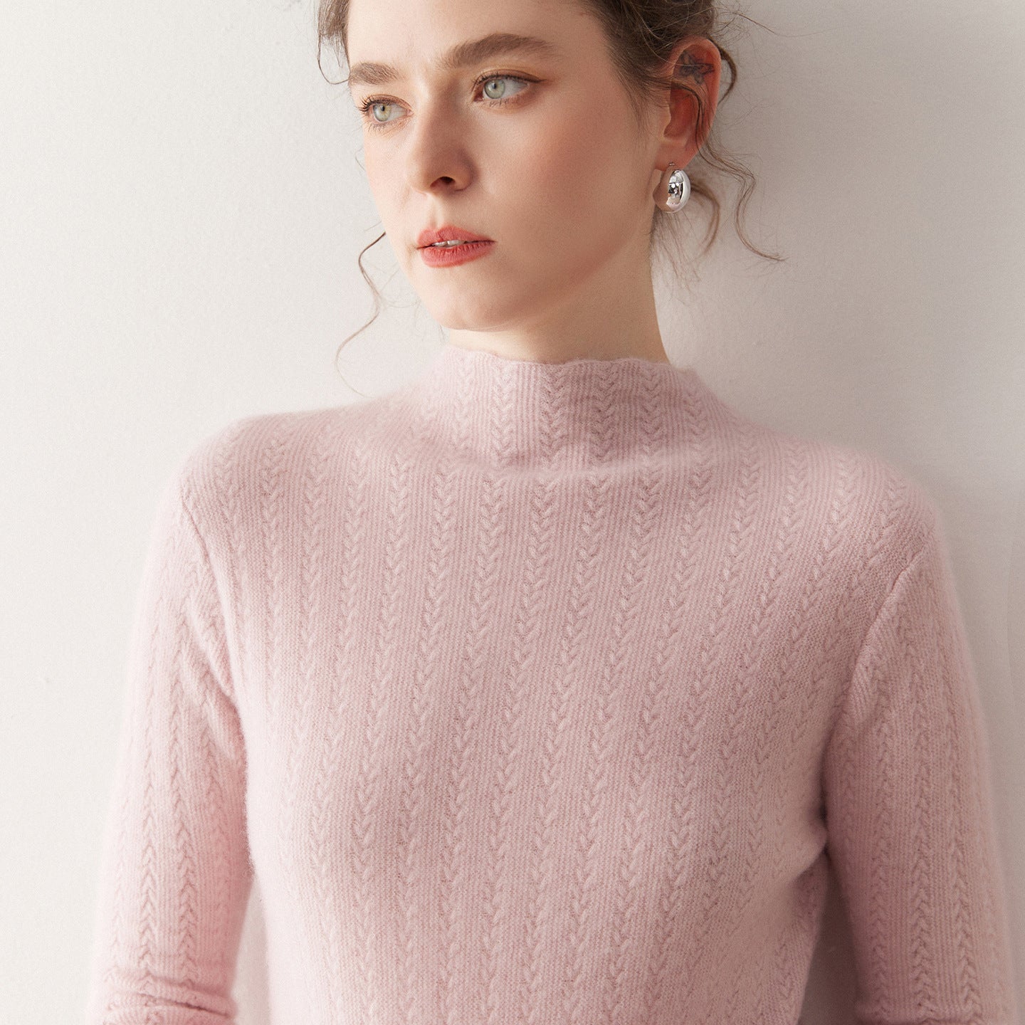 100% Pure Cashmere Ribbed Half-Turtleneck – Silky Slim Elegance - Sainiya Eco Wear