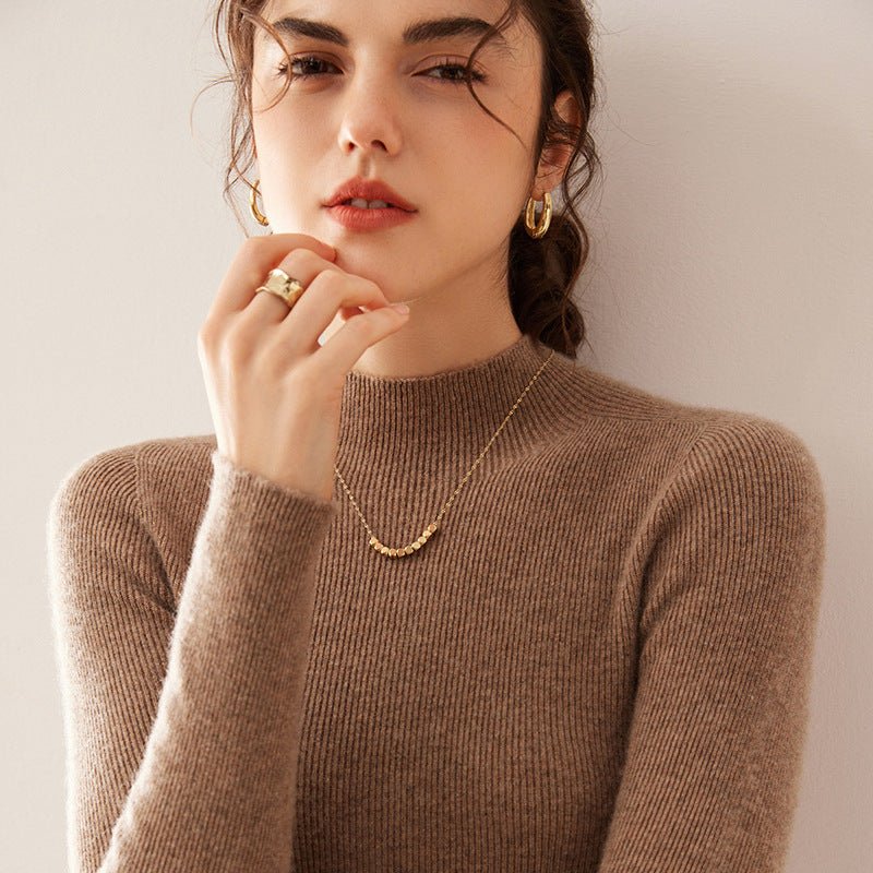 100% Pure Cashmere Slim Half Turtleneck Sweater - Luxury Mountain Cashmere - Sainiya Eco Wear