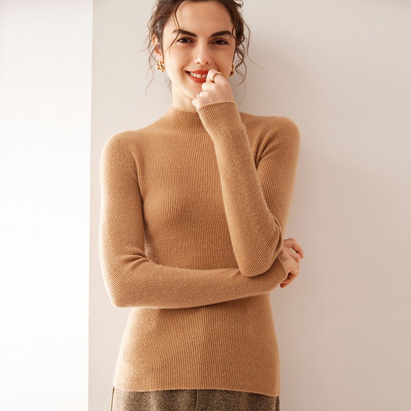 100% Pure Cashmere Slim Half Turtleneck Sweater - Luxury Mountain Cashmere - Sainiya Eco Wear