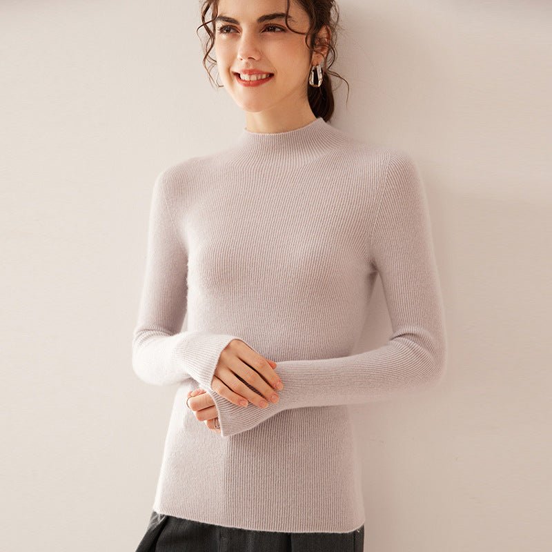 100% Pure Cashmere Slim Half Turtleneck Sweater - Luxury Mountain Cashmere - Sainiya Eco Wear