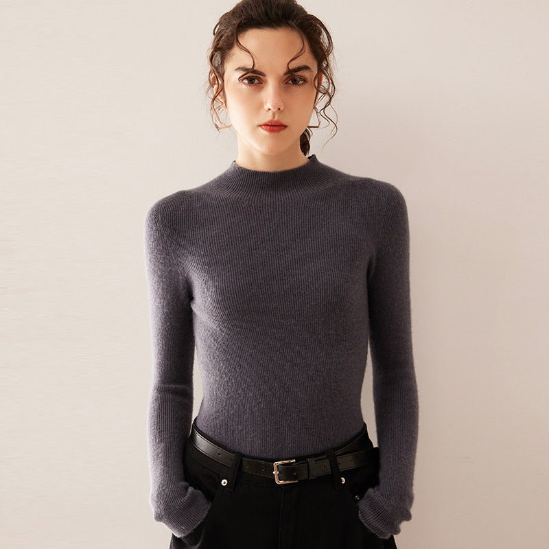 100% Pure Cashmere Slim Half Turtleneck Sweater - Luxury Mountain Cashmere - Sainiya Eco Wear