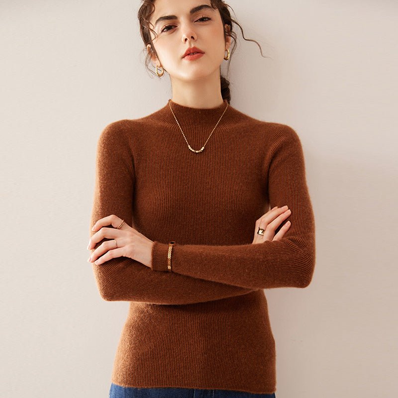 100% Pure Cashmere Slim Half Turtleneck Sweater - Luxury Mountain Cashmere - Sainiya Eco Wear