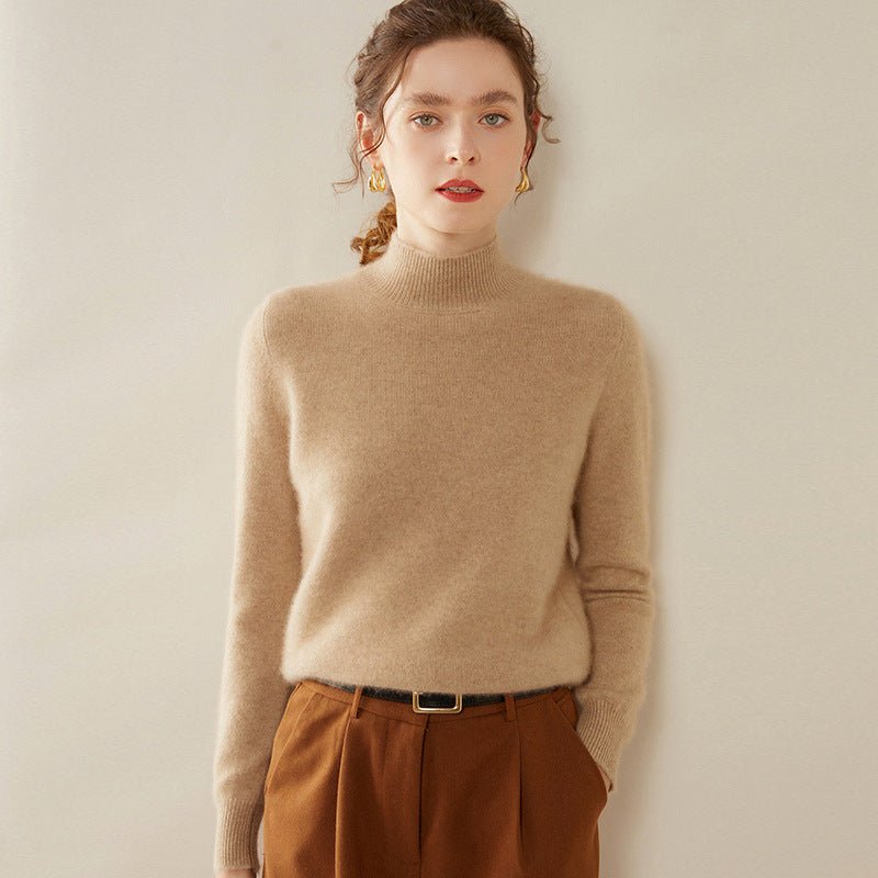 100% Pure Cashmere Thick Half Turtleneck Sweater - Cozy & Slimming - Sainiya Eco Wear