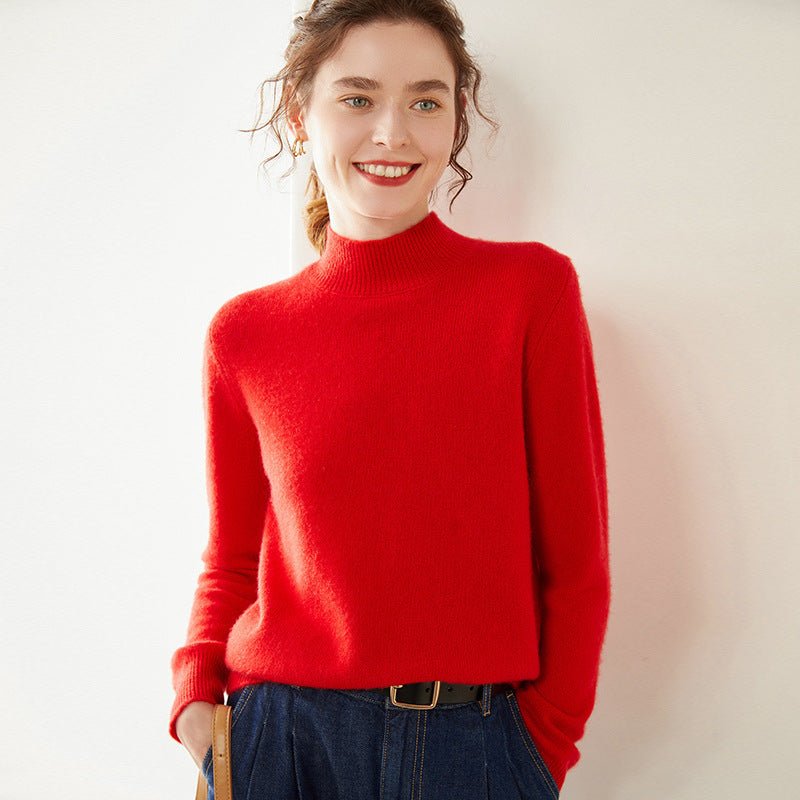 100% Pure Cashmere Thick Half Turtleneck Sweater - Cozy & Slimming - Sainiya Eco Wear