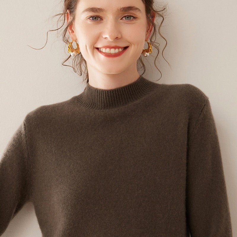 100% Pure Cashmere Thick Half Turtleneck Sweater - Cozy & Slimming - Sainiya Eco Wear