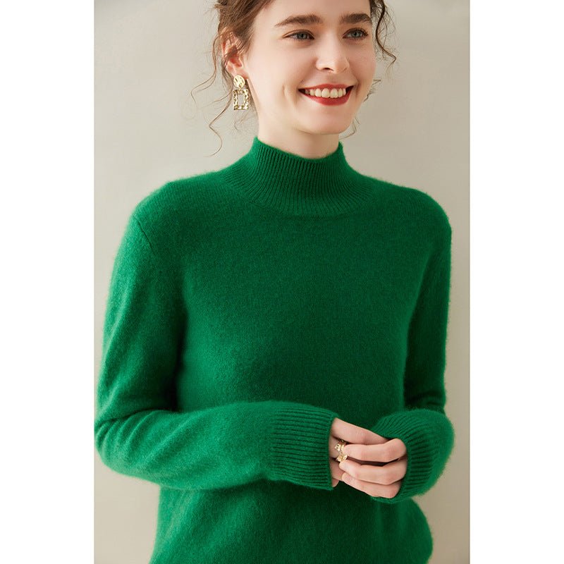 100% Pure Cashmere Thick Half Turtleneck Sweater - Cozy & Slimming - Sainiya Eco Wear
