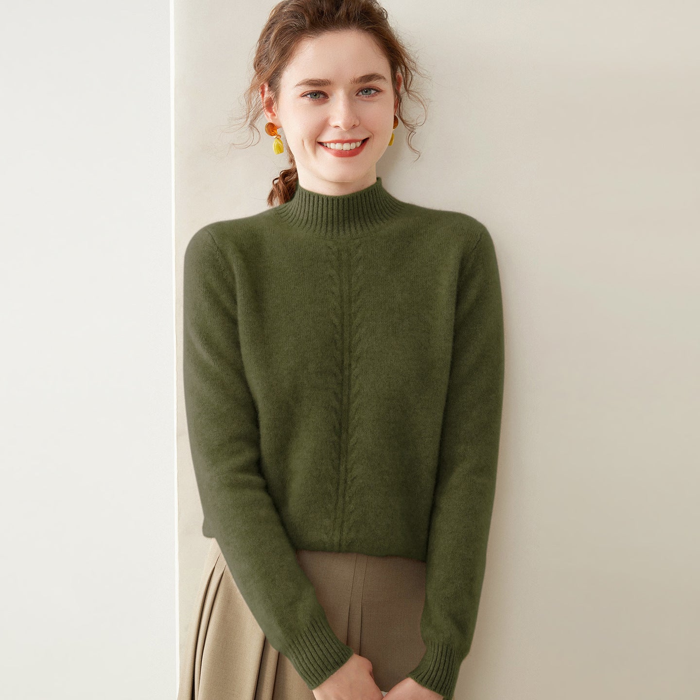 100% Pure Cashmere Thick Half Turtleneck Sweater - Oversized Warm Luxury - Sainiya Eco Wear