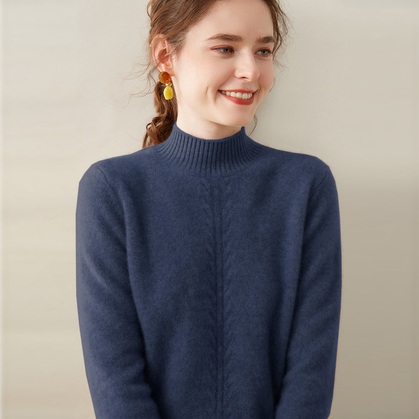 100% Pure Cashmere Thick Half Turtleneck Sweater - Oversized Warm Luxury - Sainiya Eco Wear