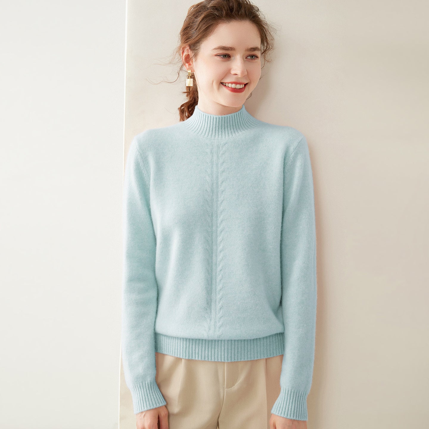 100% Pure Cashmere Thick Half Turtleneck Sweater - Oversized Warm Luxury - Sainiya Eco Wear