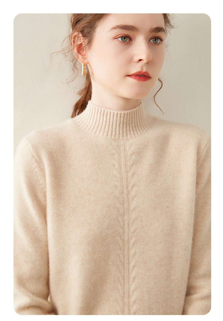 100% Pure Cashmere Thick Half Turtleneck Sweater - Oversized Warm Luxury - Sainiya Eco Wear