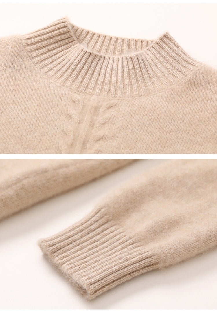 100% Pure Cashmere Thick Half Turtleneck Sweater - Oversized Warm Luxury - Sainiya Eco Wear