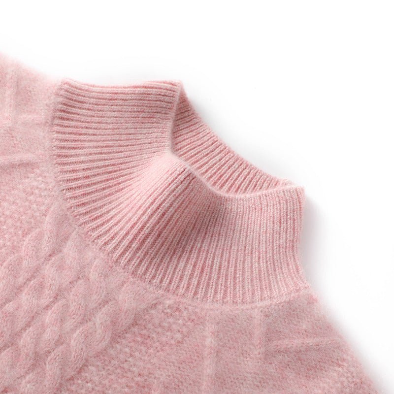 100% Pure Cashmere Three-Ply Half-Turtleneck – Thick Retro Warmth - Sainiya Eco Wear