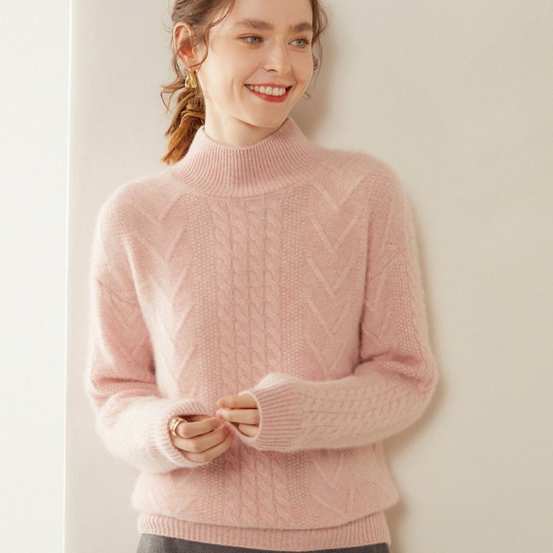 100% Pure Cashmere Three-Ply Half-Turtleneck – Thick Retro Warmth - Sainiya Eco Wear