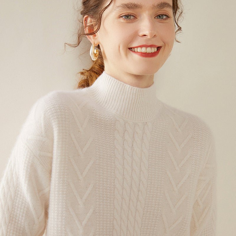 100% Pure Cashmere Three-Ply Half-Turtleneck – Thick Retro Warmth - Sainiya Eco Wear