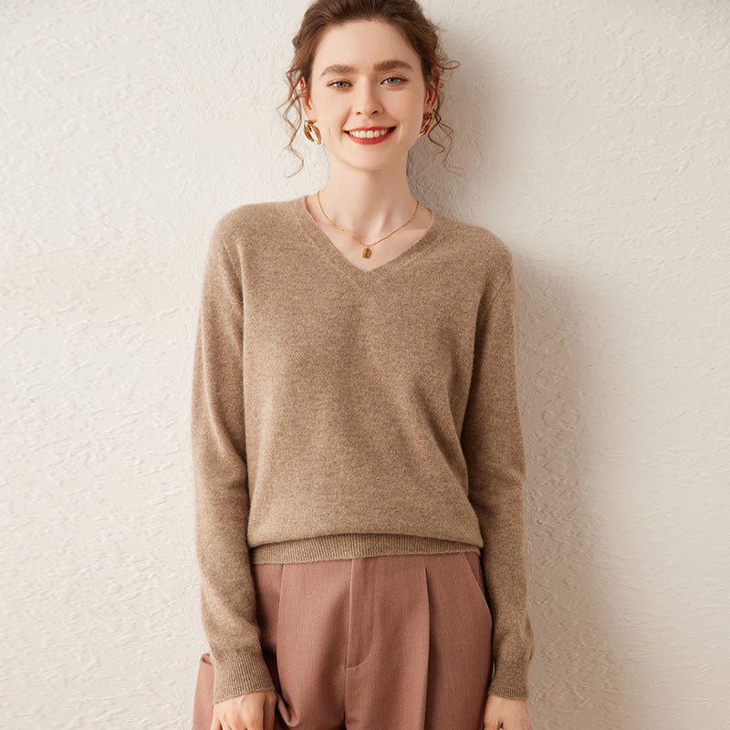 100% Pure Cashmere V-Neck Women’s Sweater – Slim Fit, Soft and Versatile - Sainiya Eco Wear