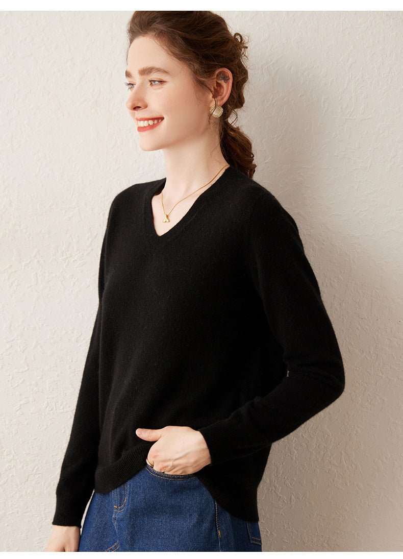 100% Pure Cashmere V-Neck Women’s Sweater – Slim Fit, Soft and Versatile - Sainiya Eco Wear