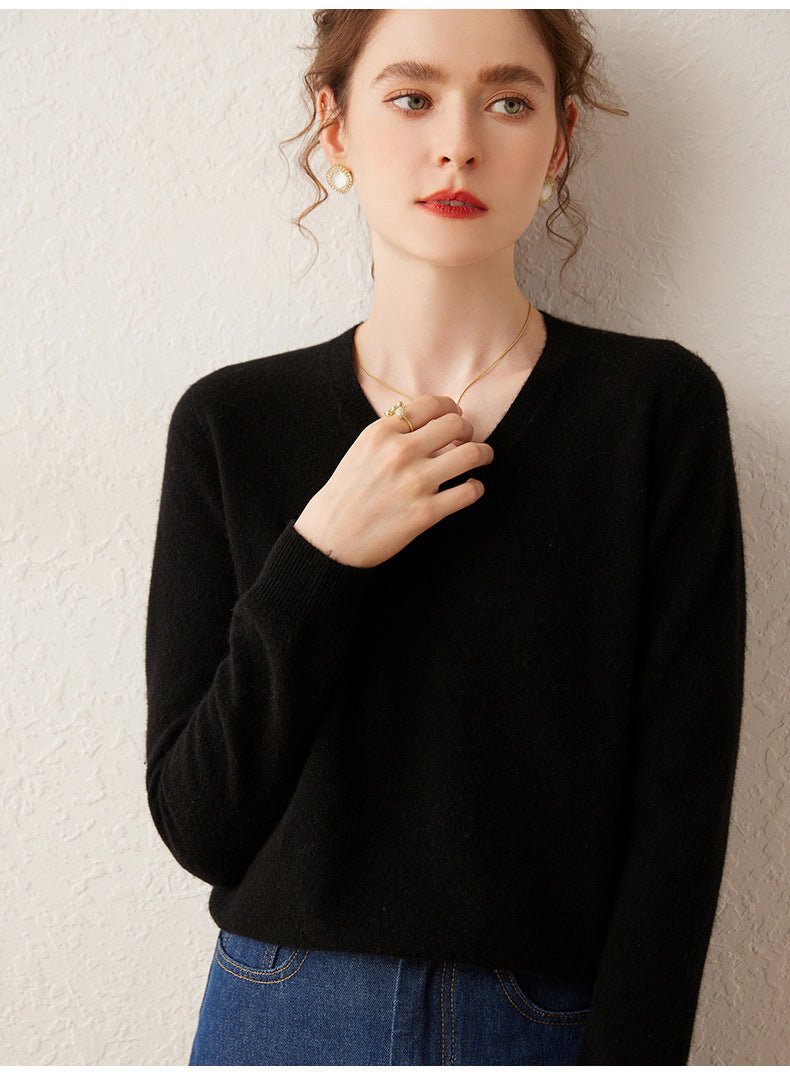 100% Pure Cashmere V-Neck Women’s Sweater – Slim Fit, Soft and Versatile - Sainiya Eco Wear