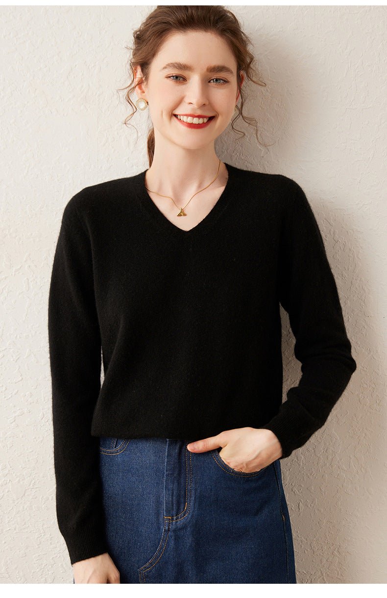 100% Pure Cashmere V-Neck Women’s Sweater – Slim Fit, Soft and Versatile - Sainiya Eco Wear