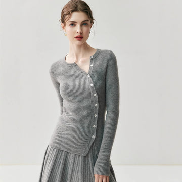 Cashmere Cardigan – French-Style Slim Fit 100% Pure Cashmere Knitted Sweater