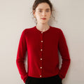 Cashmere Essential~Lightweight Pure Cashmere Round-Neck Slim Cardigan Women - Sainiya Eco Wear