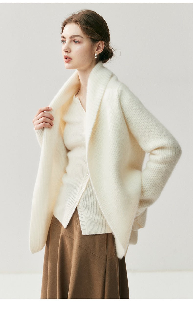 Lux Cashmere Coat~Belted Turn-Down Collar Soft Bathrobe Cardigan - Sainiya Eco Wear