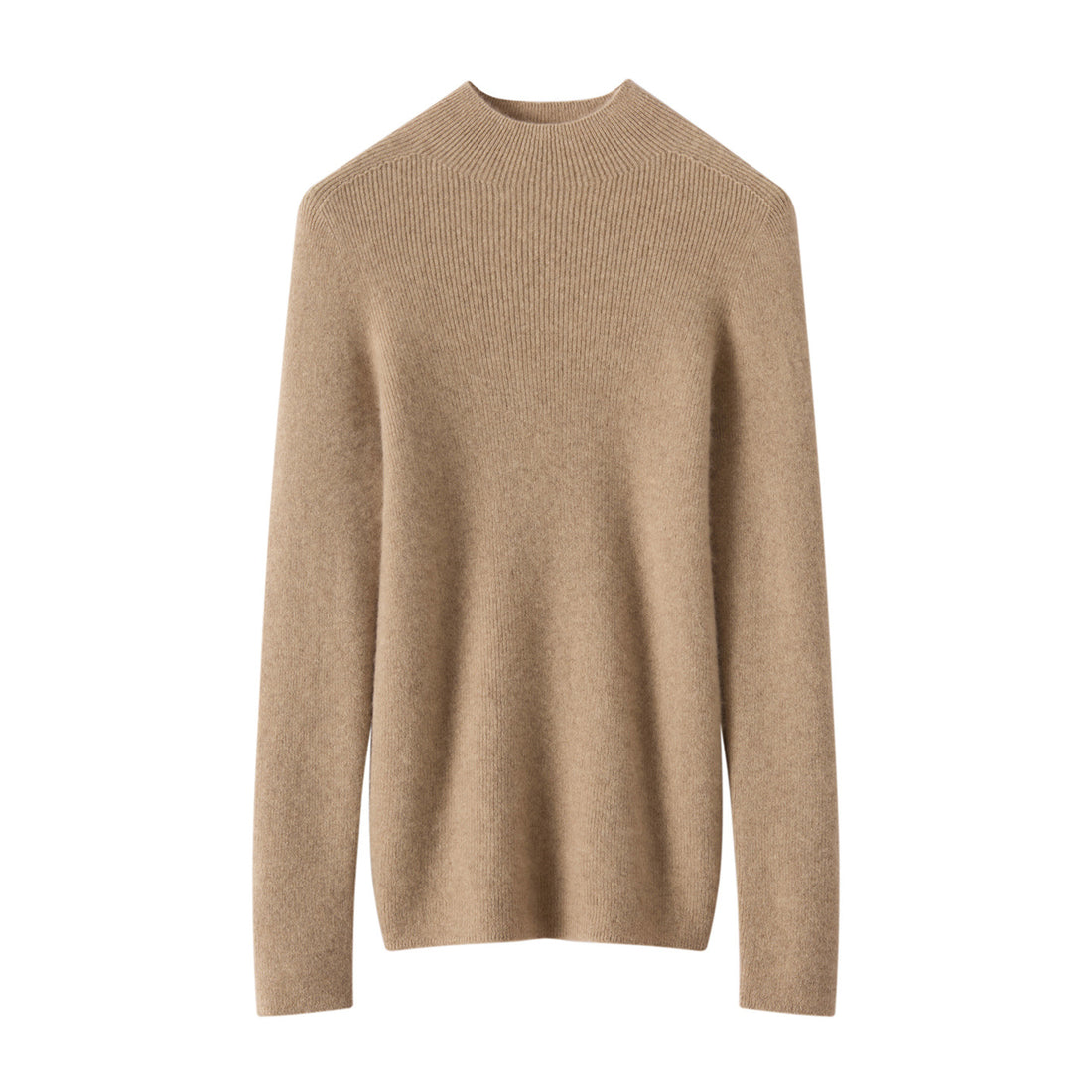 100% Pure Cashmere Half-Turtleneck – Seamless Ribbed Elegance