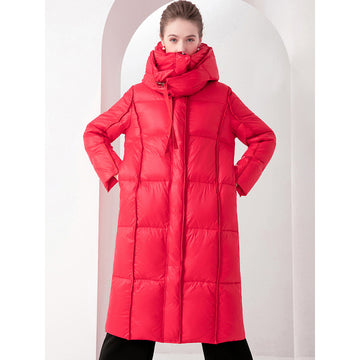 Down Jacket Women’s Mid-Length Coat – Thickened White Duck Down Warm Winter Style