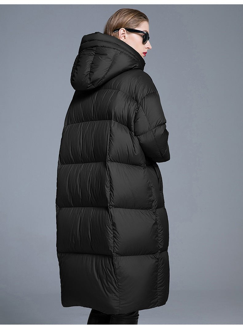 Long Hooded Down Jacket for Women | 90% Duck Down, Thick & Warm - Sainiya Eco Wear