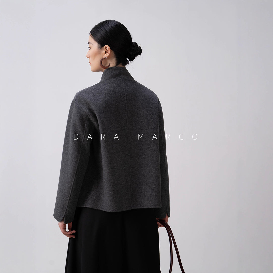 Reversible Cashmere-Blend Short Coat – Lightweight Stand-Collar Jacket