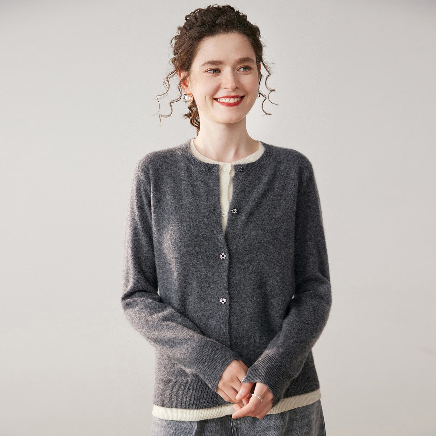 CashmereSoft — Women’s 100% Pure Cashmere Faux Two-Piece Cardigan - Sainiya Eco Wear