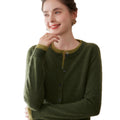 SoftKnit — Women’s Round Neck Color-Block Faux Two-Piece Cashmere Cardigan - Sainiya Eco Wear