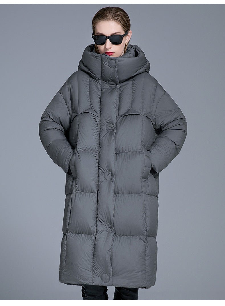 Long Hooded Down Jacket for Women | 90% Duck Down, Thick & Warm - Sainiya Eco Wear